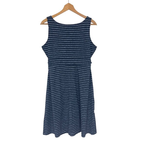 Eddie Bauer Navy Blue Striped Aster Travex Dress Size XL Soft Fitness Summer - Picture 2 of 6